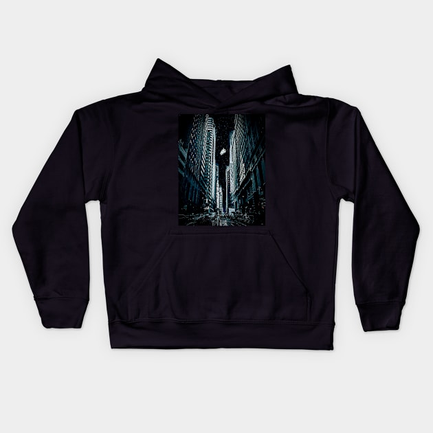 Spaceman Floating over Big City Kids Hoodie by Spindriftdesigns